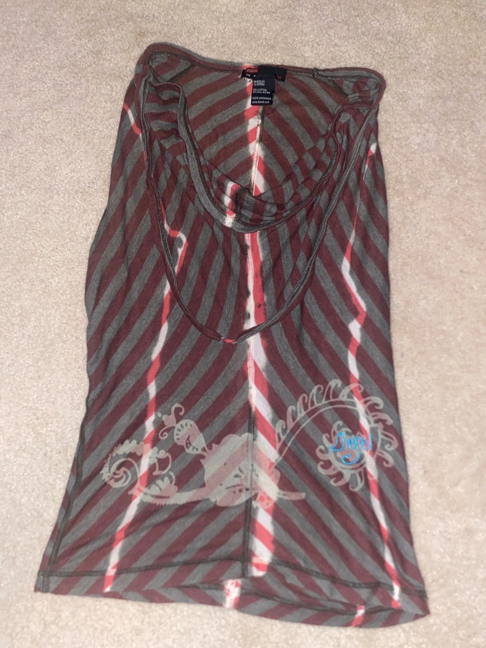 Diesel Striped Brown & Red Women’s Tank Top